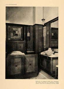 1906 Otto Prutscher Art Nouveau Bedroom Bed Lamp Print ORIGINAL HISTORIC STU1
