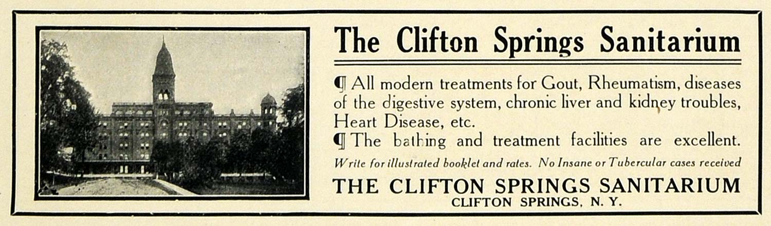 1909 Ad Clifton Springs Sanitarium Health Resort NY - ORIGINAL ADVERTISING SUB1