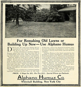 1913 Ad Alphano Humus Grass Lawns Home Improvement NY - ORIGINAL SUB1