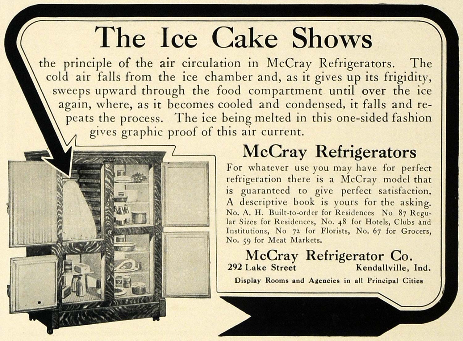 1911 Ad McCray Refrigerator Kitchen Home Appliances - ORIGINAL ADVERTISING SUB1