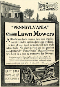 1911 Ad Pennsylvania Push Lawn Mowers Supplee Hardware - ORIGINAL SUB1