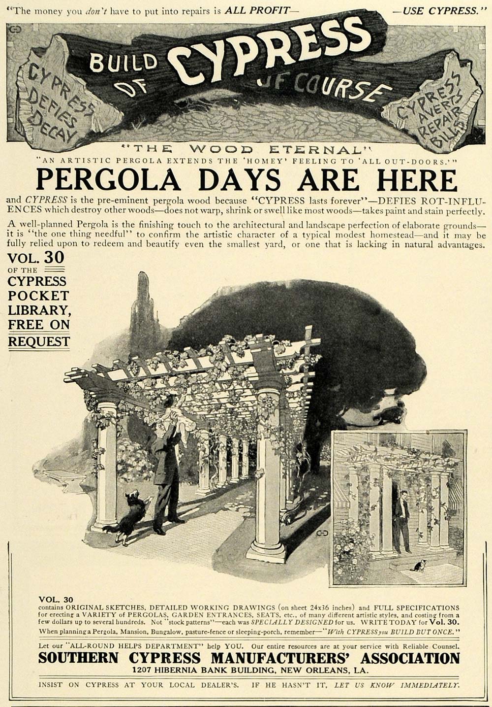 1911 Ad Southern Cypress Pergola Garden Decorative - ORIGINAL ADVERTISING SUB1