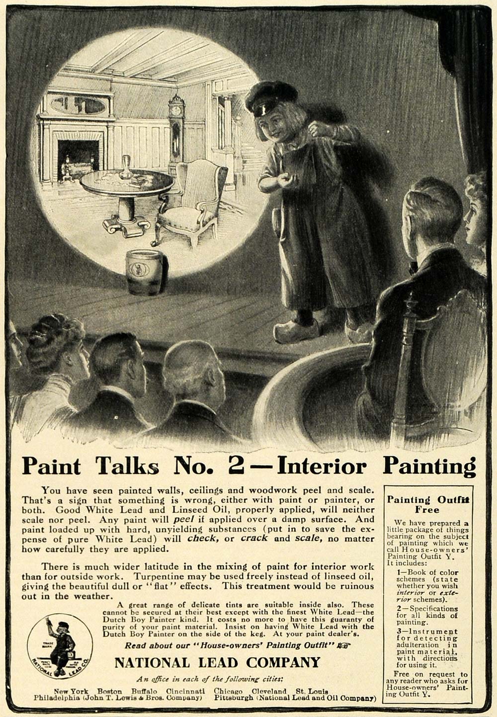 1909 Ad National Lead Dutch Boy Paint Home Improvement - ORIGINAL SUB1