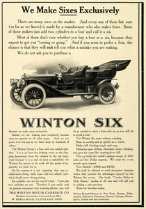 1909 Ad Antique Winton Six Motor Carriage Cleveland - ORIGINAL ADVERTISING SUB1