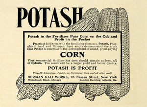 1909 Ad Corn Potash German Kali Works Farm Fertilizer - ORIGINAL SUB1