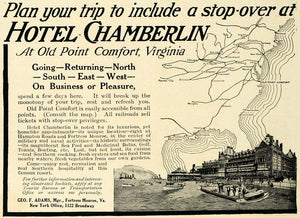1912 Ad Hotel Chamberlin Old Point Comfort Virginia - ORIGINAL ADVERTISING SUB1