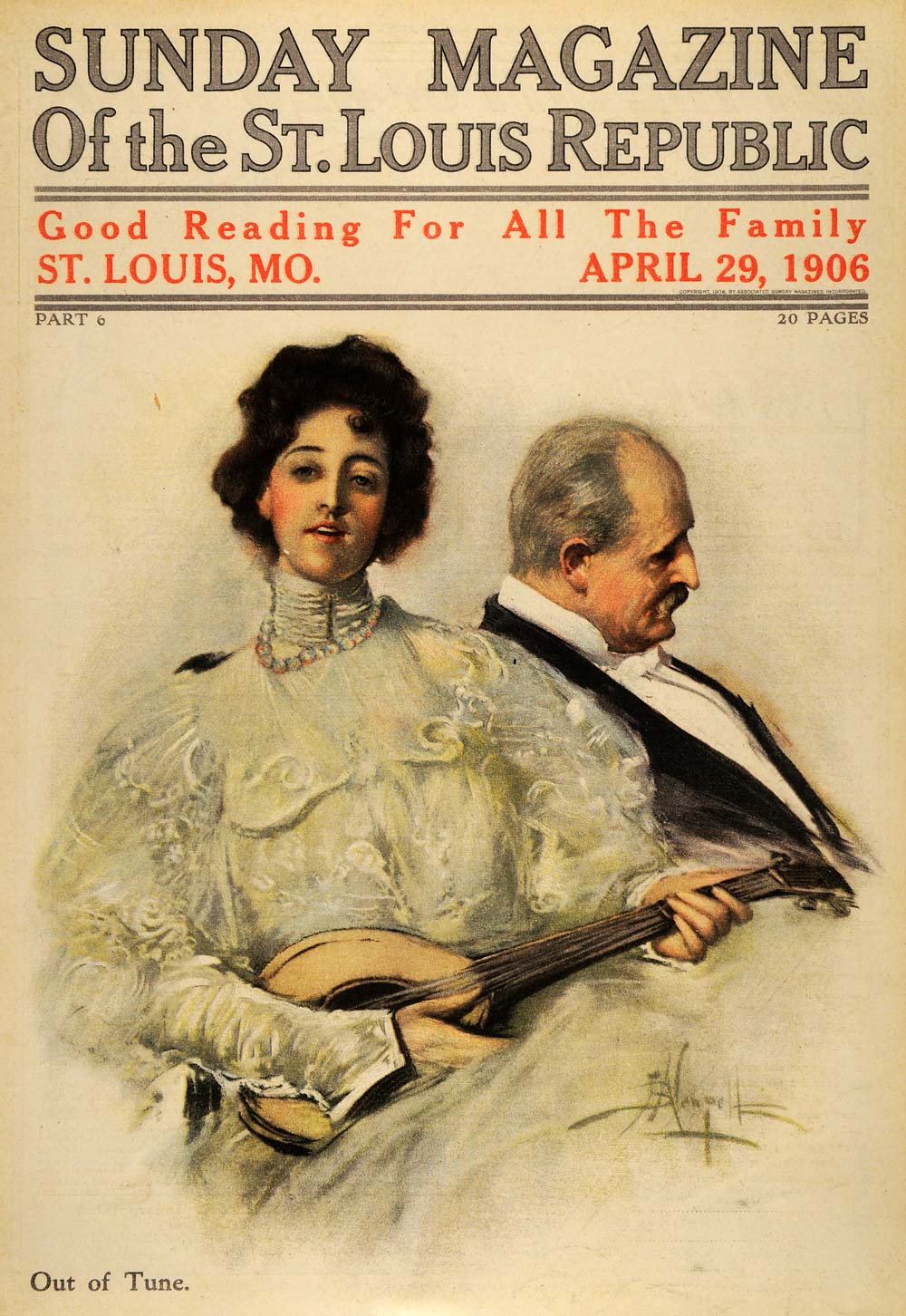 1906 Cover Sunday Magazine St. Louis Republic Ukulele - ORIGINAL SUN1