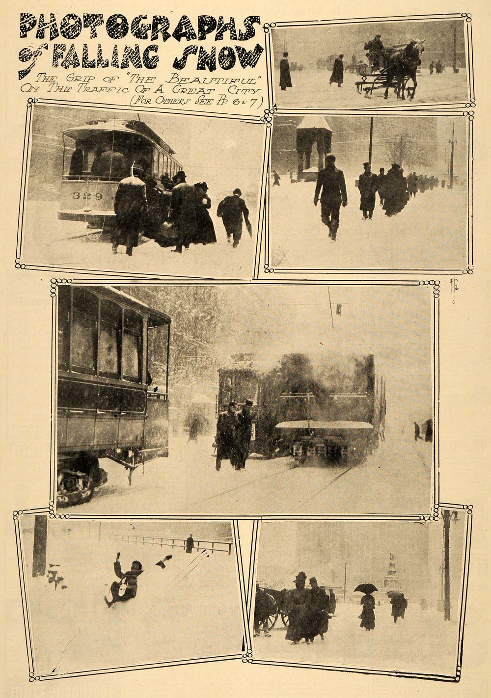 1909 Article Detroit Blizzard Images Trolly Antique Car - ORIGINAL SUN1