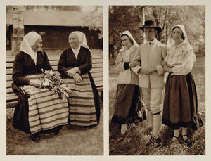 1932 Swedish National Costume Leksand Dalarna Sweden - ORIGINAL PHOTOGRAVURE SW1