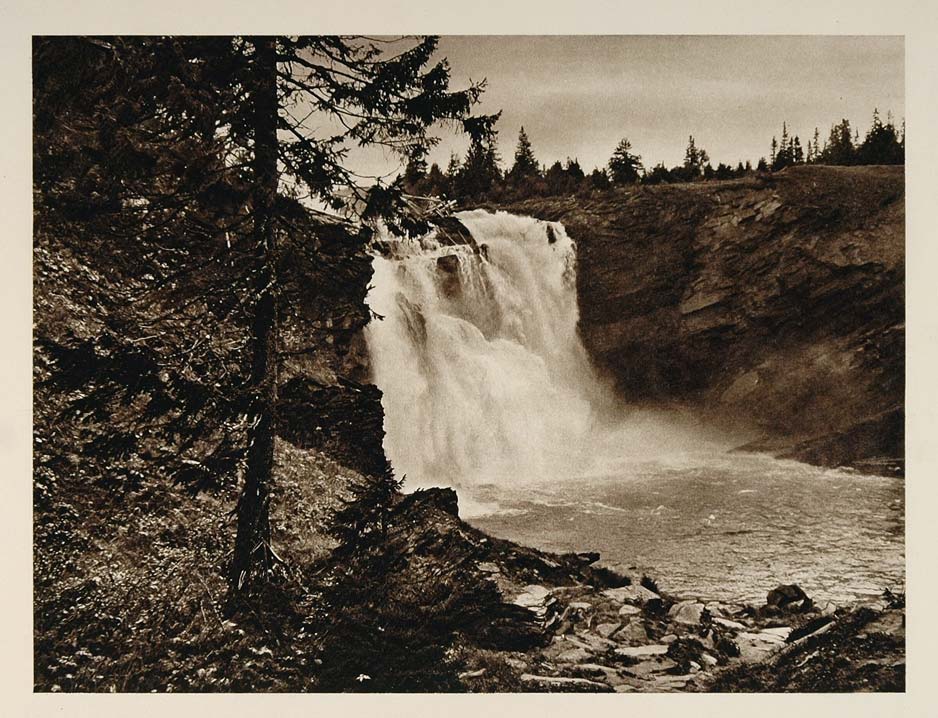 1932 Tannforsen Waterfall Ume River Jamtland Sweden - ORIGINAL PHOTOGRAVURE SW1