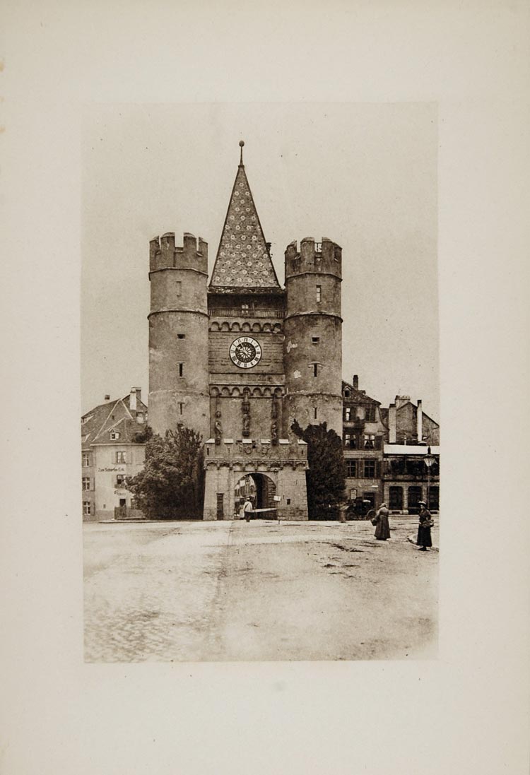 1904 Spalen Gate Tor Basel Switzerland Photogravure - ORIGINAL PHOTOGRAVURE SW2