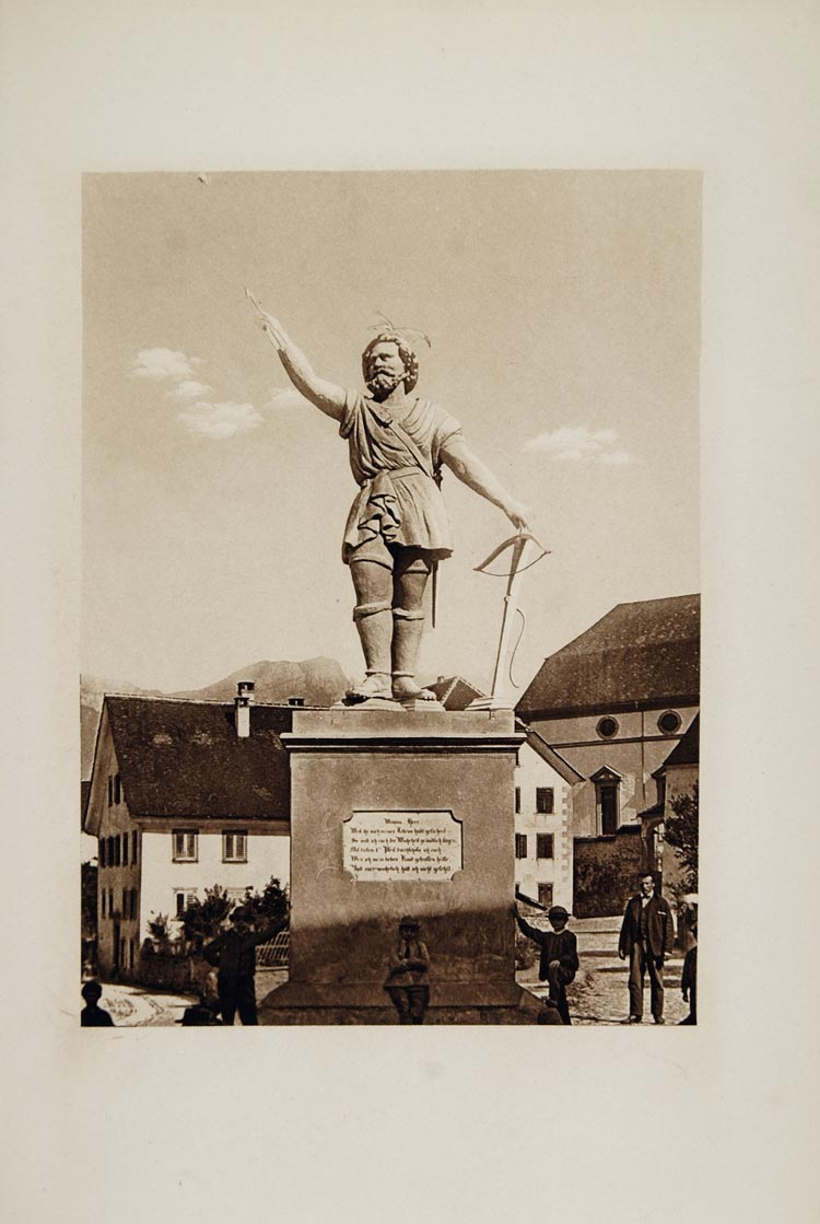 1904 Statue William Tell Switzerland Photogravure Print - ORIGINAL SW2