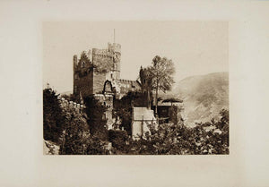 1904 Burg Rheinstein Castle Rhine River Photogravure - ORIGINAL PHOTOGRAVURE SW2