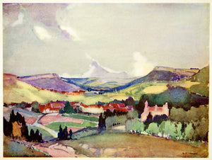 1933 Print Landscape Besancon France Hillside Cityscape Scenery Leonard SWC1