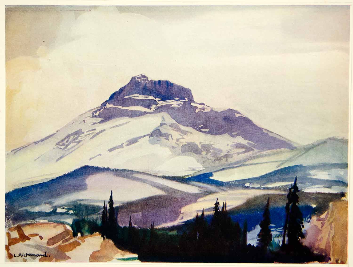 1933 Print Cathedral Mountain Canadian Rockies Landscape Scenic Leonard SWC1