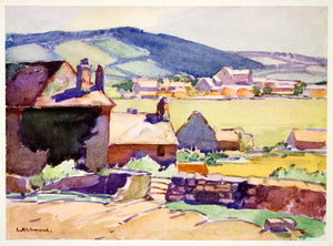 1933 Print Landscape Cityscape Zennor Cornwall England Houses Leonard SWC1