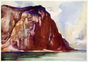 1933 Print Trinity Rock Saguenay River Canada Scenery Cliff Leonard SWC1