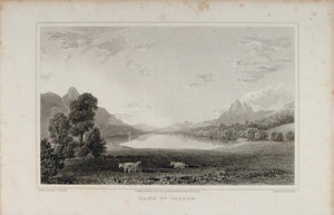 1820 Copper Engraving Lake Sarnen Switzerland Sarnersee - ORIGINAL SWISS