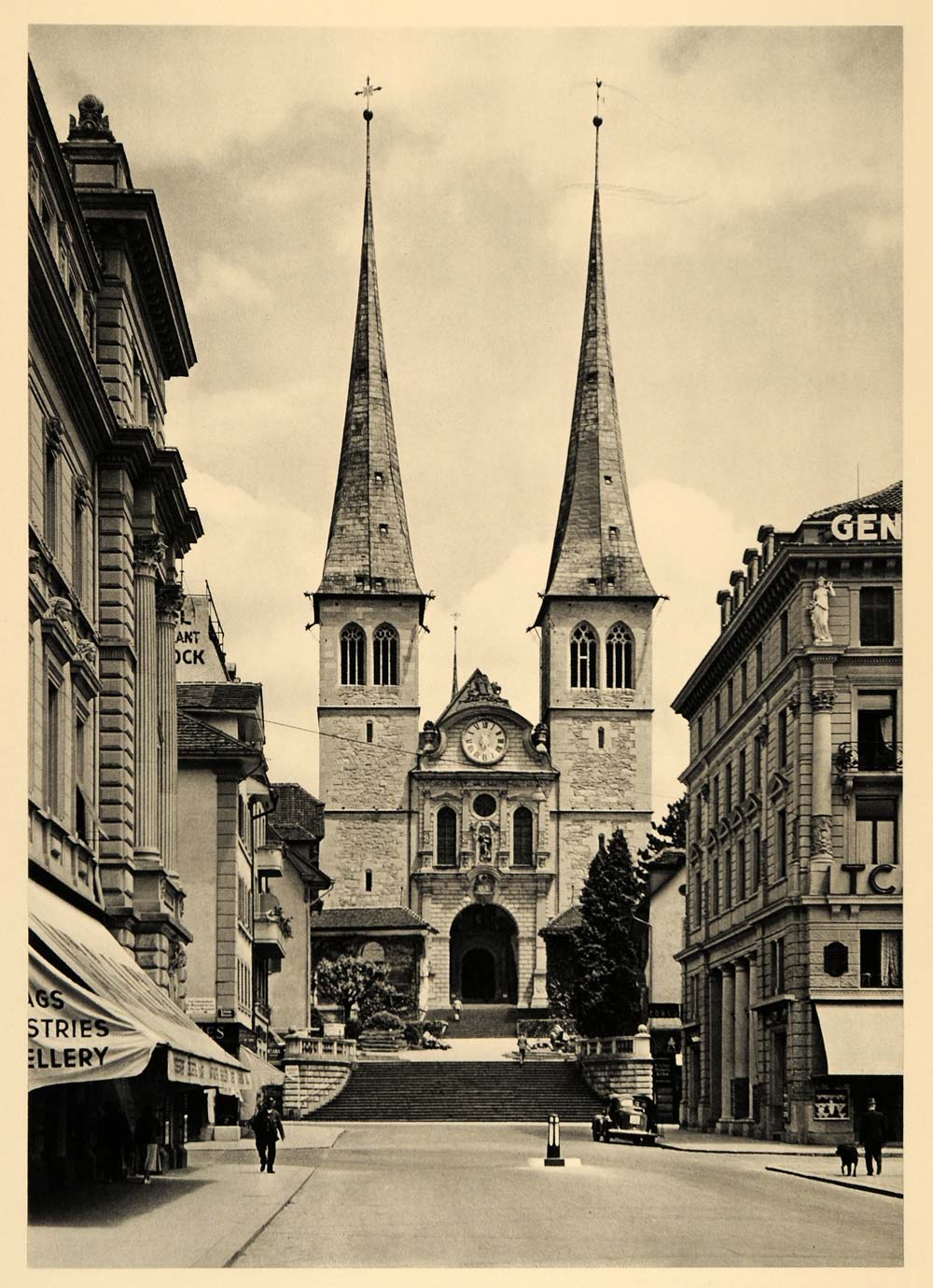1938 Church St. Leodegar Lucerne Switzerland Hofkirche - ORIGINAL SZ1