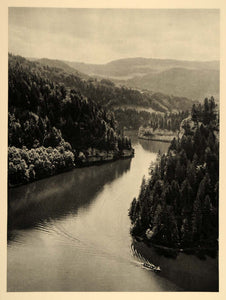 1938 Lac des Brenets Switzerland France Doubs River - ORIGINAL PHOTOGRAVURE SZ1