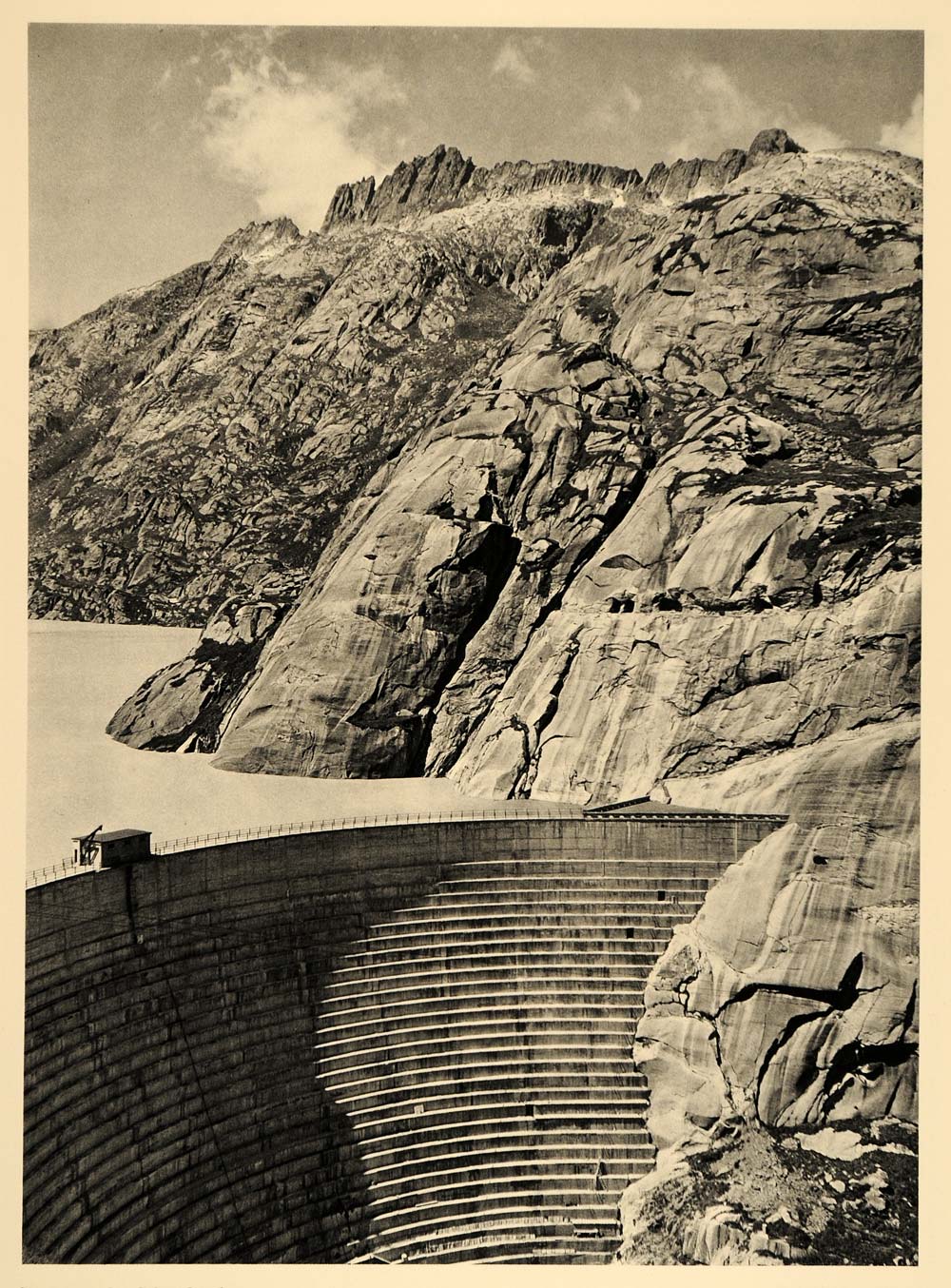 1938 Lake Grimsel Dam Switzerland Martin Hurlimann - ORIGINAL PHOTOGRAVURE SZ1