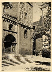 1938 Neuchatel Switzerland Collegiate Church Castle - ORIGINAL PHOTOGRAVURE SZ1