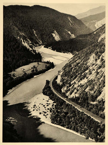 1938 Vorderrhein Rhine River Ruinaulta Switzerland - ORIGINAL PHOTOGRAVURE SZ1