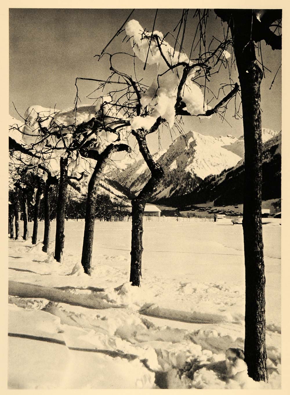1938 Klosters Valley Switzerland Winter Snow Hurlimann - ORIGINAL SZ1