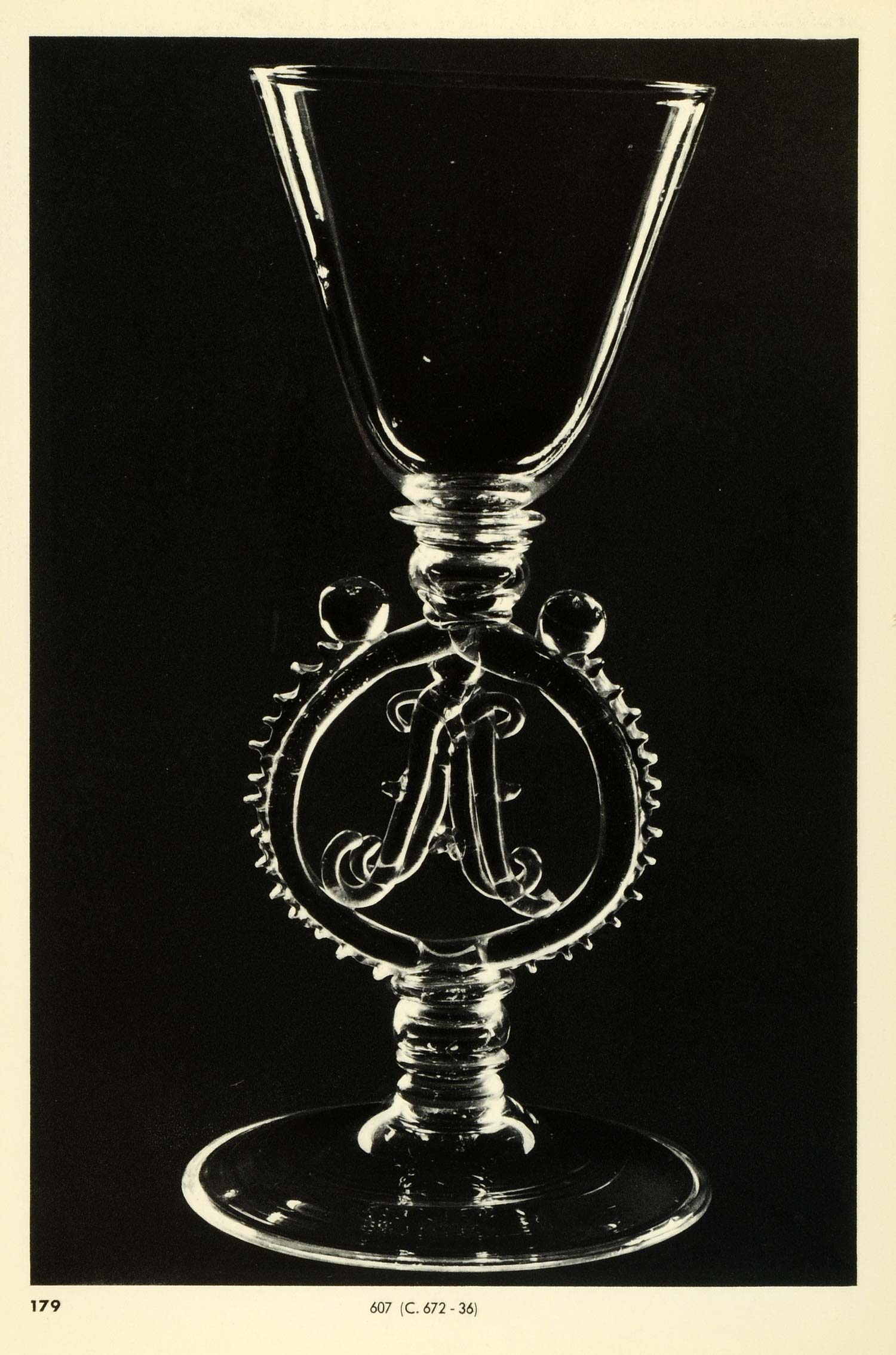 1939 Print XVIII Century Glass Goblet Monogram Hollow Knops Circa 1700 TAG1