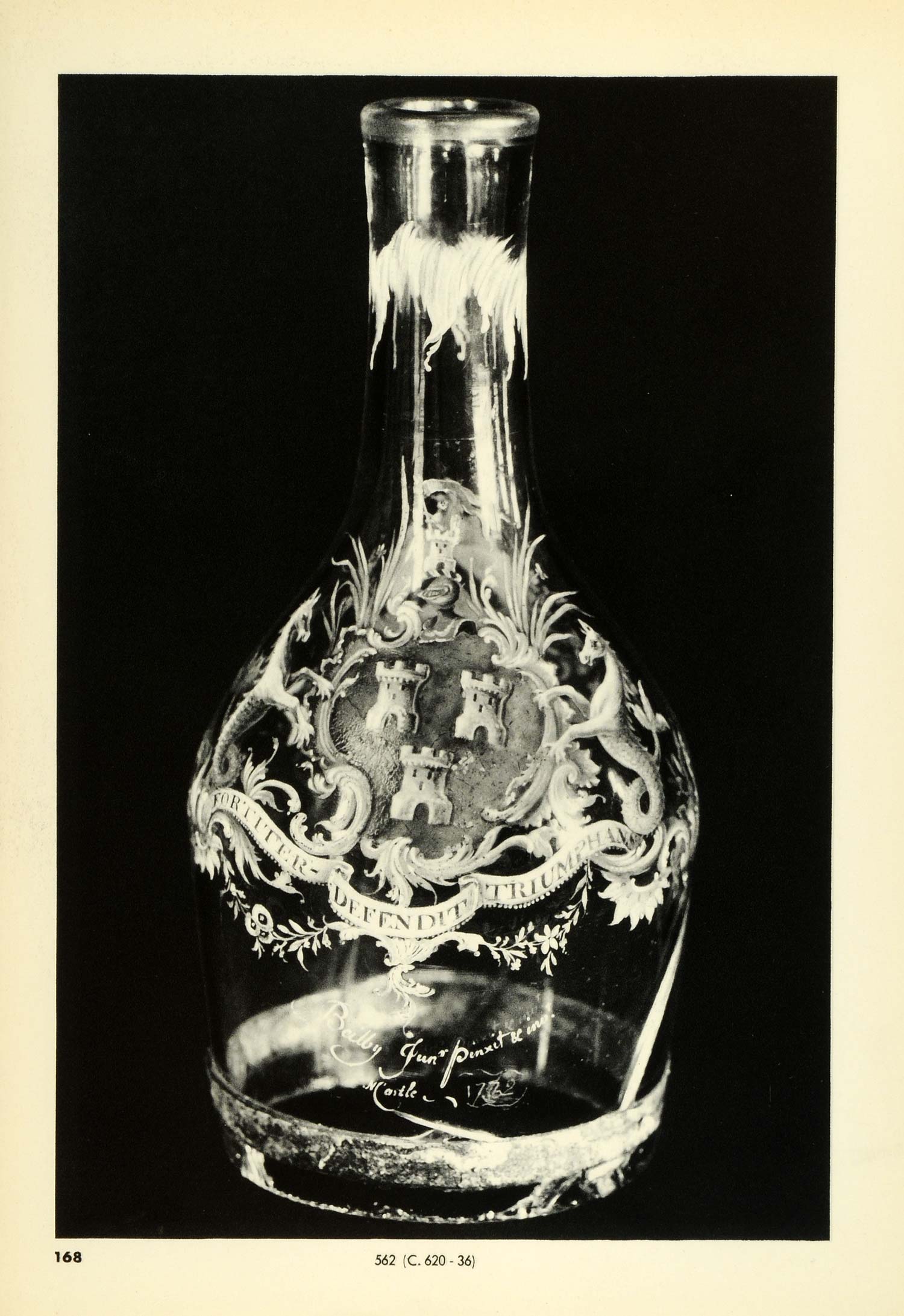 1939 Print Engraved Diamond Etched Bottle Glassware Newcastle Arms Beilby TAG1