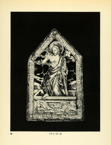 1939 Print Antique 18th Century Glass Religious Plaque Jesus Christ TAG1