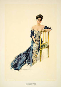 1906 Color Print Debutante Howard Chandler Christy Gown Dress Hourglass TAG2 - Period Paper
