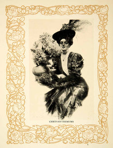 1906 Print Chrysanthemums Howard Chandler Christy Portrait Fashion Girl TAG2