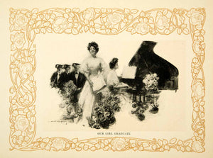 1906 Print Howard Chandler Christy Girl Graduate Piano Sing Art Nouveau TAG2 - Period Paper
