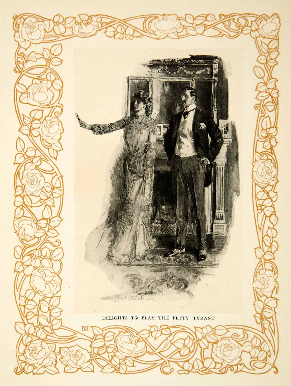 1906 Print Howard Chandler Christy Petty Tyrant Art Nouveau Border TAG2