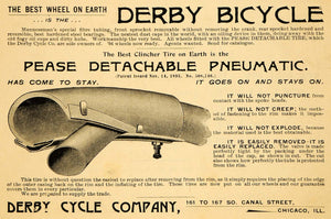 1894 Ad Derby Cycle Bicycle Wheel Chicago Illinois Bike - ORIGINAL TBW1