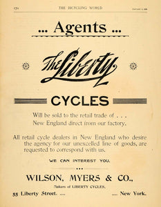 1894 Ad Liberty Cycles Wilson Myers Biking Bicycle - ORIGINAL ADVERTISING TBW1