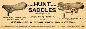 1894 Ad Hunt Saddles Bicycle Biker McMullen Bike Parts - ORIGINAL TBW1