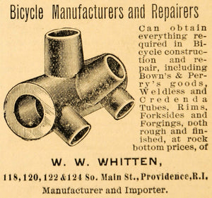 1894 Ad Whitten Providence Bicycle Repair Welding Bike - ORIGINAL TBW1