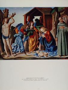 1954 Print Adoration Infant Christ Angel Giovanni Santi - ORIGINAL TC1