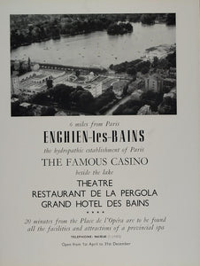 1955 Ad Enghien-les-Bains Spa Resort Lake Casino Paris - ORIGINAL TC1