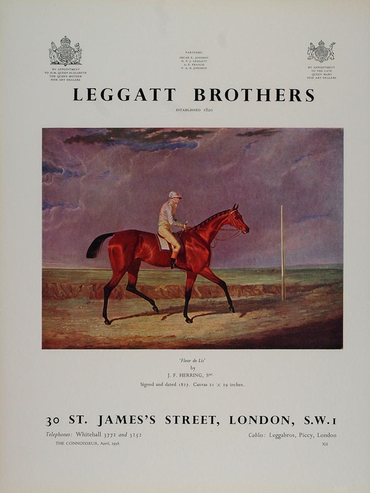 1958 Ad Leggett Bros. Fleur de Lis Herring Horse Jockey - ORIGINAL TC1