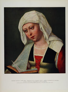 1956 Print Gerard David Portrait Female Saint Woman - ORIGINAL TC1