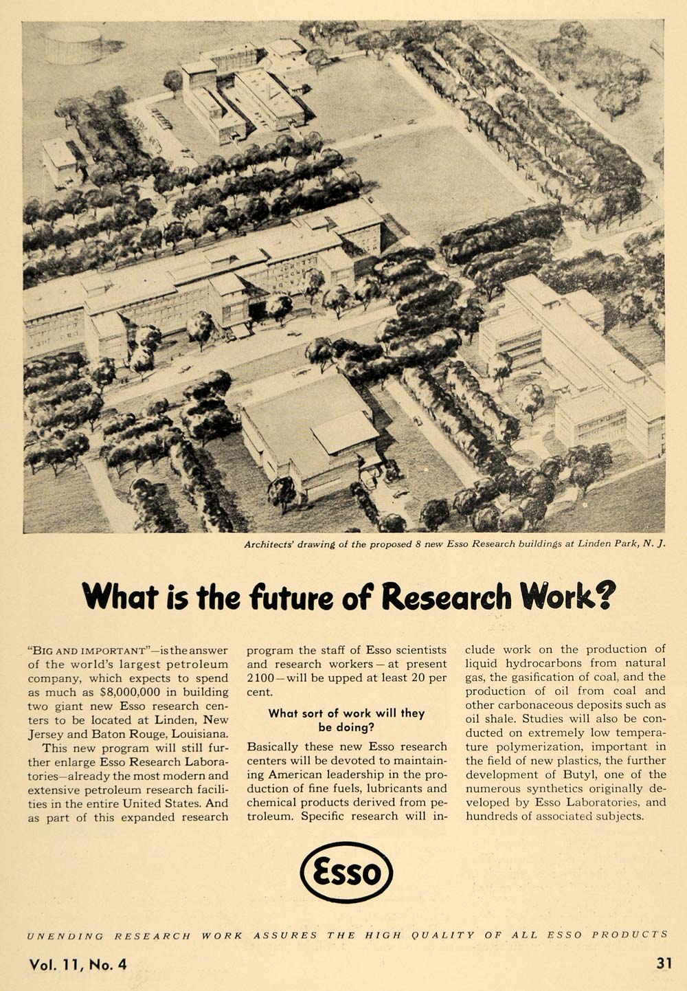 1946 Ad Esso Laboratories Research Building Linden Park - ORIGINAL TCE1
