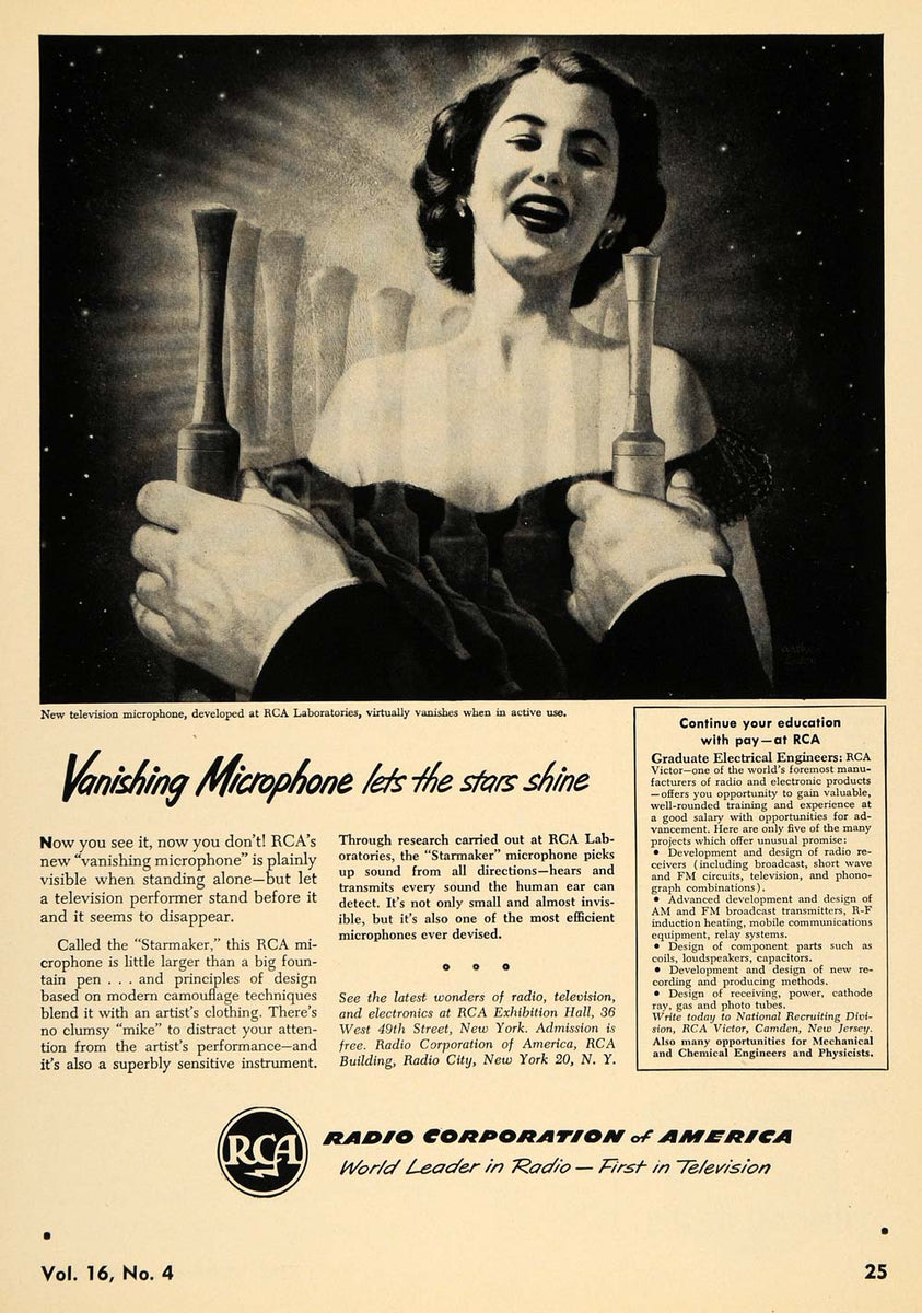 1951 Ad Radio Corporation America Vanishing Microphone - ORIGINAL TCE1 ...