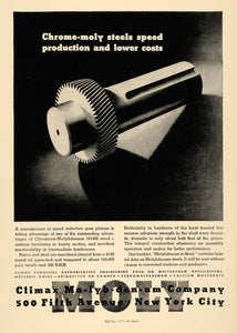 1942 Ad Climax Molybdenum Co. Chrome-Moly Steel Product - ORIGINAL TCE1