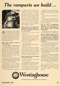 1941 Ad Westinghouse Electric & Mfg. Co. Equipment PA - ORIGINAL TCE1
