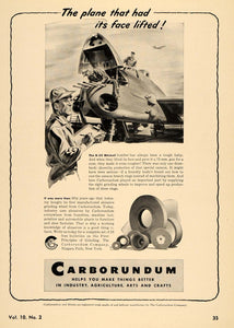 1944 Ad Carborundum Co. Plane B-25 Mitchell Bomber WW2 - ORIGINAL TCE1