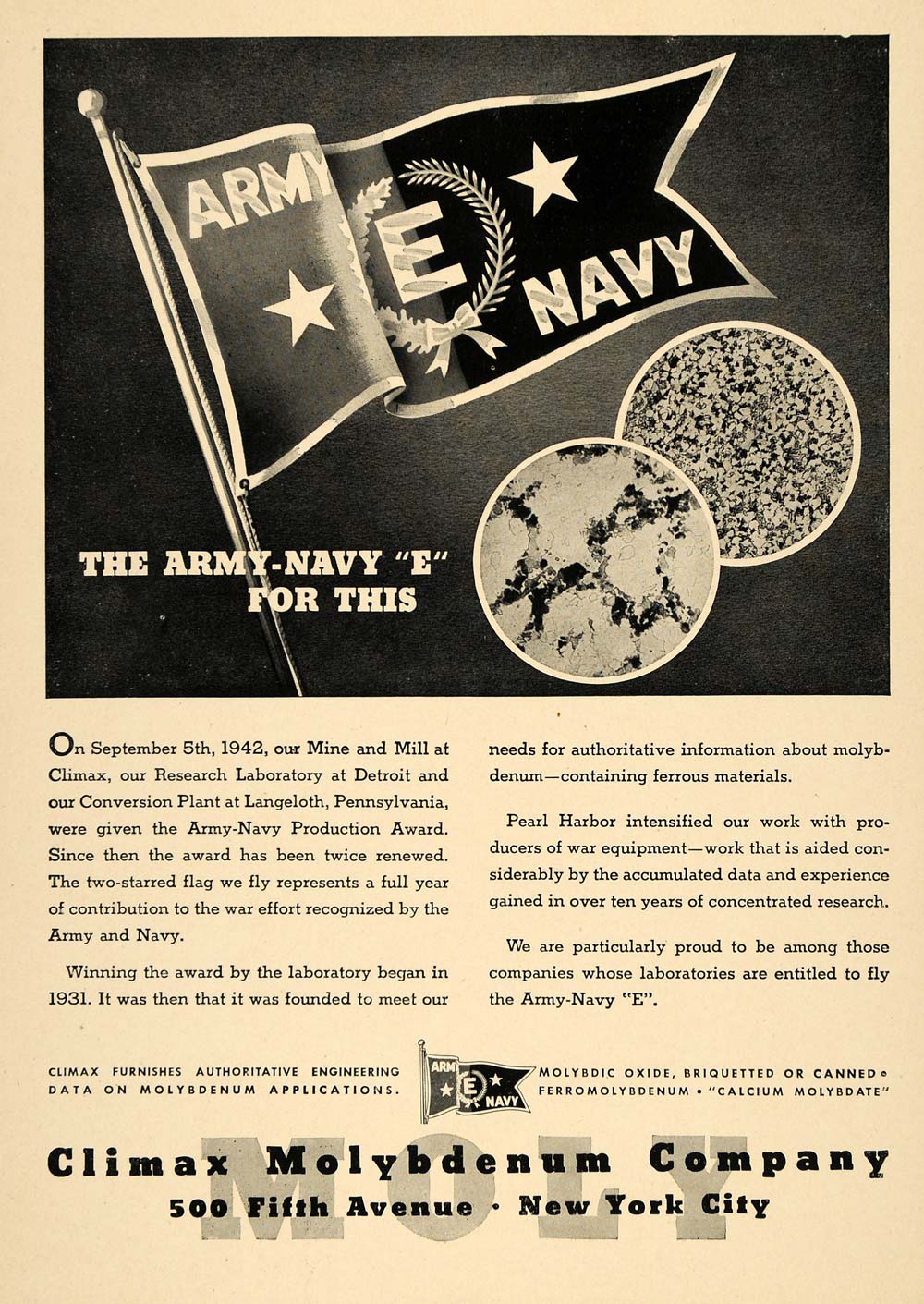 1944 Ad Climax Molybdenum Chromium Steel Army-Navy E - ORIGINAL ADVERTISING TCE1