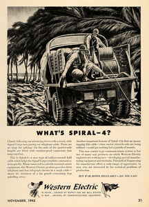 1943 Ad Western Electric Spiral Cable Signal Corp Truck - ORIGINAL TCE1
